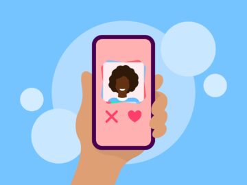 Date app - mobile phone in hand